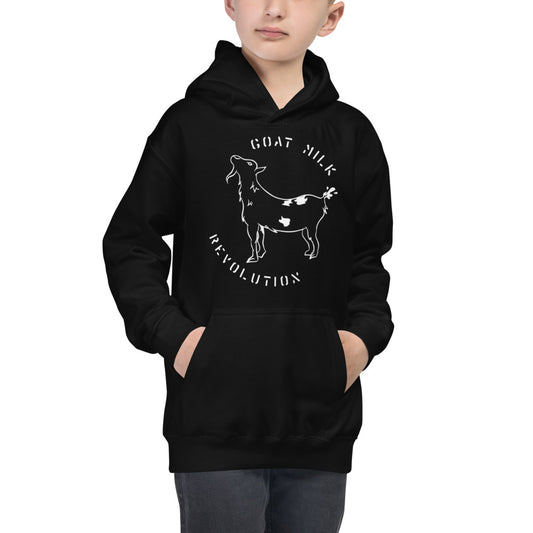 "Goat Milk Revolution" Kids Hoodie (White Logo)