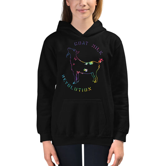 "Goat Milk Revolution" Kids Hoodie (Tie-Dye Logo)