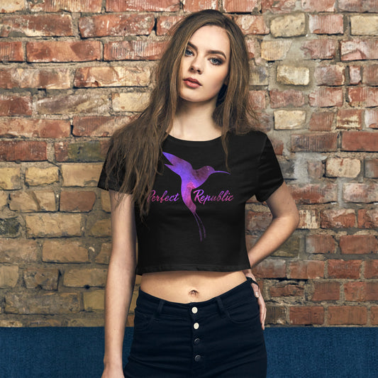 Perfect Republic's Space-Hummingbird Women’s Crop Tee